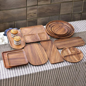 Juego de Vajilla de 3 Piezas de Madera de Acacia Clásica, Ecológica, Pintada a Mano, Biodegradable, a Prueba de Fugas - Product Image 1