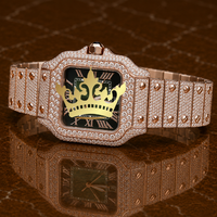 Montre en diamant moissanite de haute qualité pour hommes, entièrement sertie de pierres VVS