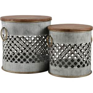 Round Industrial Metal Drum <b>Stool</b> With Wooden Top Modern <b>Storage</b> Ottoman Living Room Furniture Apartment Use - Product Image 2