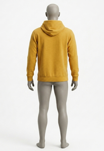 Sweat-shirt à capuche jaune moutarde pour homme, coupe classique, en molleton, décontracté, pour l'automne, avec poche avant - Product Image 2