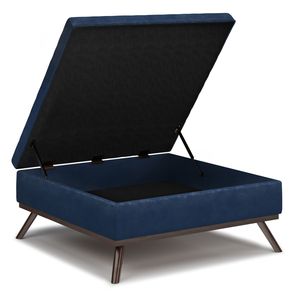 Owen Pouf Contenitore Quadrato Blu Scuro Effetto Invecchiato, Tavolino da Caffè e Sgabello - Product Image 6