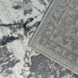 Penina Area di lusso tappeto disegno astratto con cerchi d'argento su sfondo grigio Set di 3 - Product Image 4