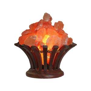 Lampe Bouquet en Sel Rose de l'Himalaya avec Panier en Bois, Double Lumière, Cordon avec Variateur d'intensité, Décoration Maison et Spa - Product Image 4