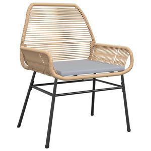 Conjunto de comedor de jardín de ratán PE marrón y gris claro - Product Image 4