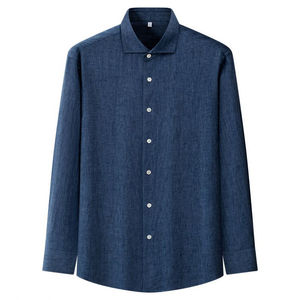 Camisa de Hombre 100% Lino Popelina con Cuello Mao, Transpirable, Manga Larga, Resistente a las Arrugas, Lavable a Máquina, Casual, con Botones - Product Image 3