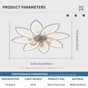 Ventilatore da Soffitto LED da 35,4 Pollici con Telecomando, 6 Velocità del Vento, 3 Temperature di Colore della Luce - Product Image 6