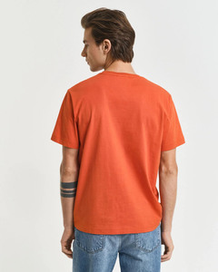Camiseta Premium para Hombre, Color Naranja, Algodón, Manga Corta, Cuello Redondo, Corte Regular, Estilo Casual, Color Sólido, Tejido Jersey, Elegante y Moderna - Product Image 3