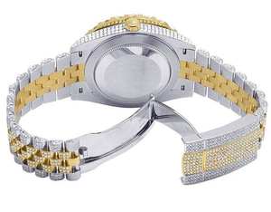 BOJ R.O.L.E.X.14 Montre de luxe à chiffres romains VVS Moissanite, mouvement japonais à quartz analogique 41MM, en acier, fermoir caché, style Iced Hip - Product Image 6