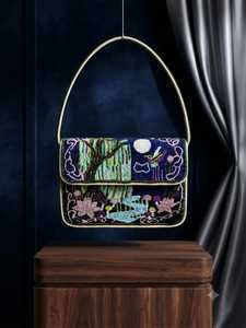 Bolso de Mano Tipo Clutch con Solapa y Rayas de Cuentas Hechas a Mano, con Forro de Poliéster de Alta Calidad, Capacidad de hasta 1L, para Fiestas, para Mujer - Product Image 2