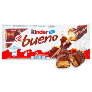 Chocolate Kinderr Bueno 43g, Barras Dobles con Relleno Cremoso de Avellanas en Chocolate con Leche, Paquete al por Mayor, Confitería Premium - Product Image 2