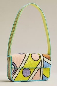 Sac bandoulière léger pour femme, imprimé corail avec empiècements perlés et rabat, capacité jusqu'à 1L, idéal pour mariage - Product Image 6