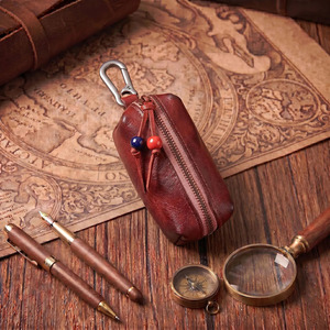 Premium leather compact key holder with durable zipper and premium craftsmanship luxury leather key organizer zipper key <b>wallets</b> - Product Image 5
