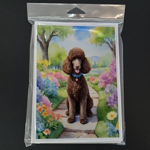 Whimsical A7 Tamaño 5x7 Chocolate Poodle Spring Path Tarjetas de notas en blanco Paquete de 8 sobres Tarjetas de felicitación - Product Image 3