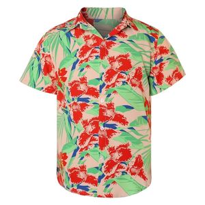 เสื้อเชิ้ตคอปกพิมพ์ลายดอกไม้เขตร้อนสไตล์คอรัล คัตตอน แขนสั้น เหมาะสำหรับใส่ไปเที่ยวชายหาด รีสอร์ท หรือใส่ลำลองในช่วงฤดูร้อน - Product Image 1