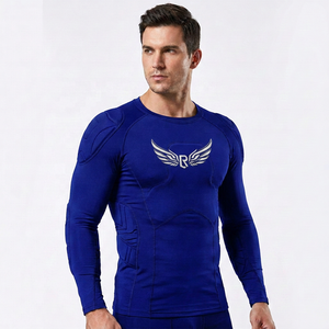 Men's <b>Black</b> Short Sleeve <b>Compression</b> <b>Shirt</b> with Front Logo Crew Neck Regular Breathable Moisture Wicking Adults - Product Image 5