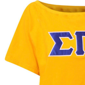 Camiseta Personalizada SGRHO con Hombros Descubiertos, Camiseta Casual de Manga Corta para Mujeres de la Hermandad Griega Sigma Gamma Rho, Logotipo Personalizado al por Mayor - Product Image 4
