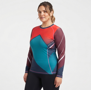 T-shirt de compression imprimé personnalisé grande taille pour le yoga et le fitness, T-shirt de protection anti-UV à col rond, T-shirt de sport imprimé pour femme, sous-vêtement technique - Product Image 4