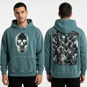 Sudadera con capucha personalizada Tie Dye con estampado de mármol verde, estilo streetwear para hombre, con gráfico de calavera de skater, para skatepark, ropa de skateboarder. - Product Image 4