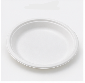 Assiettes jetables robustes en bagasse, rondes, compostables, biodégradables, micro-ondables, écologiques, pour la restauration à emporter - Product Image 3