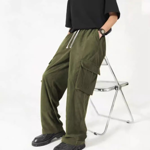 Pantalon décontracté tendance pour homme printemps-automne, nouveau style transfrontalier, 100 % polyester, toile, coupe droite, sport, ample, jambe large, écologique - Product Image 3