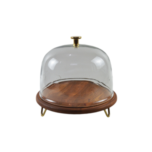 Support à gâteau rond en bois et verre, idéal pour les mariages, les anniversaires et les fêtes, vaisselle et assiettes de présentation - Product Image 2