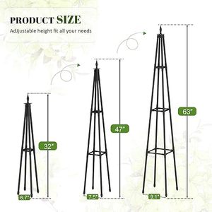Obélisque décoratif en métal pour plantes d'extérieur/d'intérieur, support pour plantes en pot et plantes grimpantes - Product Image 3