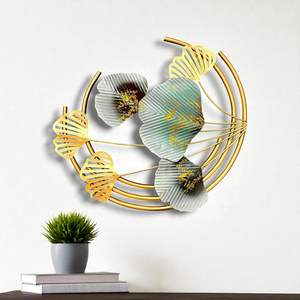 Décoration murale en métal, feuille dorée ronde, décoration murale suspendue, art mural en métal thermolaqué pour salon, chambre, couloir, bureau - Product Image 1