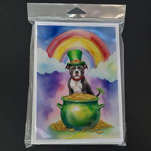Lunatique A7 Taille 5x7 New Staffordshire Bull Terrier St Patrick's Day Cartes de Voeux Pack 8 Cartes de Note Vierges avec Enveloppes - Product Image 3