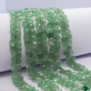 Cuentas facetadas de cuarzo verde fresa natural de 8x10 mm, cuentas de piedras preciosas de cuarzo fresa para la fabricación de joyería por mayor. - Product Image 1