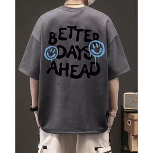 T-shirts Homme Oversize en Suedette Unie Tricotée 100% Coton Peigné Anti-Plis Manches Courtes Col Rond Service OEM pour l'Été - Product Image 5