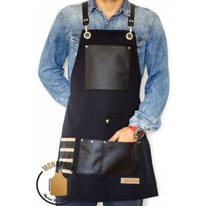 Tablier de bar professionnel multifonctionnel en toile, gilet de travail robuste pour barista, barman, coiffeur, tatoueur, personnalisable - Product Image 1