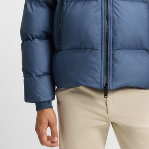 Veste matelassée à capuche pour homme, hiver, épaisse, isolée, coupe-vent, couleur unie, fermeture éclair, coupe classique, bleu - Product Image 6