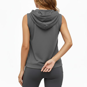 2026 Customized New Fashion Tank <b>Top</b> Hoodies For Women's Casual Wear Solid Color Breathable Lightweight Cotton Sleeveless Hoodie - Product Image 6
