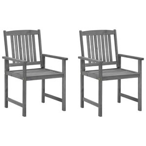 Juego de 2 sillas de jardín de madera maciza de acacia gris duraderas, tamaño mediano - Product Image 2