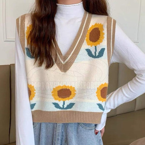 Chaleco de punto recortado transpirable de Color sólido para mujer, nuevo diseño, Chaleco de punto recortado para mujer y adultos - Product Image 3