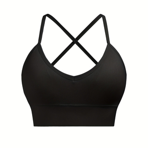 Women's High Support Simple Style Sports Bra-Breathable Spandex/Nylon Customizable Front Logo <b>Comfortable</b> Active Wear - Product Image 1