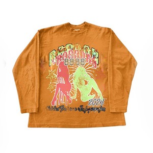 Women long sleeve shirt 180GSM premium <b>combed</b> cotton orange graphic screen print custom logo vintage streetwear Comfortable Neck - Product Image 1