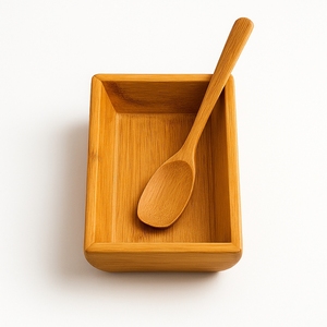 Bamboo Bohemian Solid Pattern Eco-Friendly Dishwasher Safe <b>Disposable</b> Durable Party & Wedding Serving <b>Platter</b> with Spoon - Product Image 3
