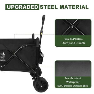 Heavy Duty All-Terrain Foldable <b>Camping</b> Cart with Removable <b>Canopy</b> and Brake Collapsible Wagon Cart with Wheels - Product Image 4