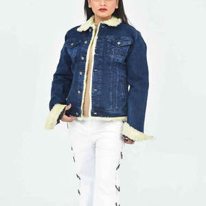 Veste en jean épaisse pour femme, boutonnée, manches longues, coton délavé, style vintage, tricotée, décontractée, streetwear, automne-hiver - Product Image 2