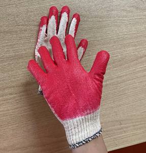 Gants de protection de jardinage en coton et polyester tricotés, enduits de latex, antidérapants, anti-coupure, réutilisables, avec poignet en caoutchouc vietnamien, jauge 10 - Product Image 4