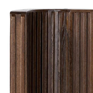 Cama de Madera con Panel Tambour de Estilo Moderno de Mediados de Siglo |   Base de Cama Curva con Patas de Metal - Product Image 6