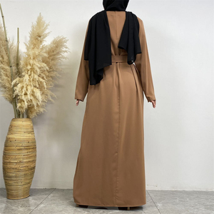 Robe longue élégante pour femme, nouvelle collection, couleur unie, en tissu Nida, avec ceinture et 2 poches, qualité OEM supérieure, vente en gros, offre spéciale - Product Image 5