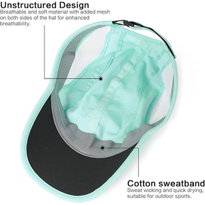 Casquette de baseball légère, respirante, imperméable, en maille, 6 panneaux, réglable, pour le sport en plein air, unisexe, 100% coton, vert menthe - Product Image 5