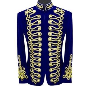 Veste de parade militaire napoléonienne unisexe verte Hussar avec tressage doré et motif lettres respirant - Product Image 1
