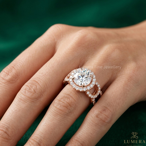 แหวนเพชรสำหรับผู้หญิง18KT 14KT 10KT โรสโกลด์ฮาโลเจนสำหรับงานหมั้นและงานแต่งงานได้รับการรับรองจาก9KT สุดหรู - Product Image 5