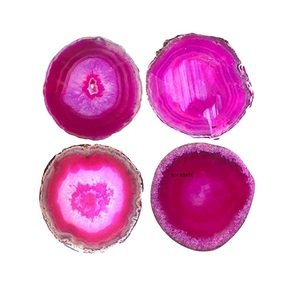 Sous-verre en Agate de Quartz Rose en Gros, Tranche de Pierre Semi-Précieuse Décorative en Cristal avec Bord Doré, Tranche de Pierre Unique - Product Image 6