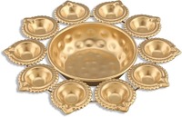 Bol décoratif en métal de style Urli, design antique, pour Diya flottant et fleurs, idéal pour les temples