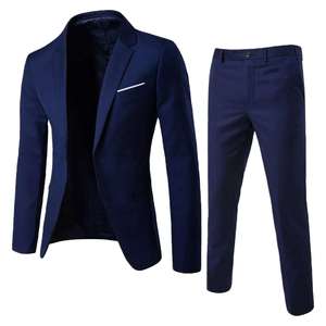 Men's Black British Style Business <b>Suit</b> Single Breasted Notched Collar Anti-Wrinkle Polyester Regular Fit - Product Image 2