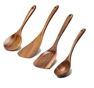 Cuillère de service artisanale en bois naturel 10 ml – Ustensile de cuisine écologique et durable pour les fêtes et le service du riz - Product Image 3